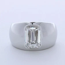 Solitaire Engagement Ring 14K Gold 3.96 Carat Emerald Lab-Grown Diamond G VS1