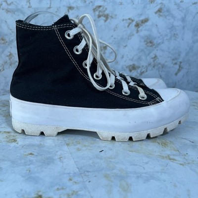 Converse Chuck Taylor Lugged Womens Size 7 Shoes Black White Platform Sneakers