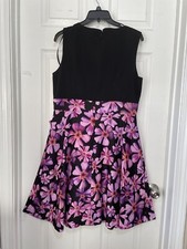NWT Alex Marie Women’s Black Sleeveless Long Floral Prom Dress Gown. Size : 12