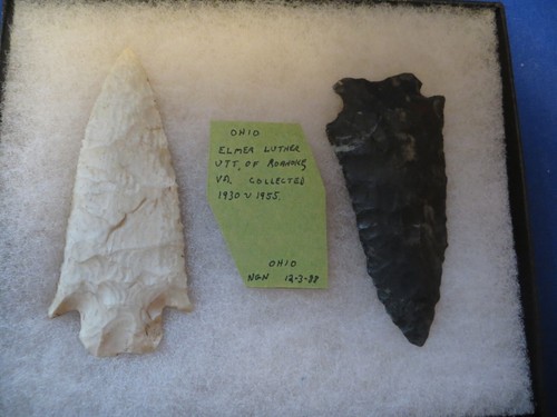 2 Superb Authentic Pre 1600 Arrowheads Spear Points Ex Utt Collection 1930 Ohio - Picture 2 of 16