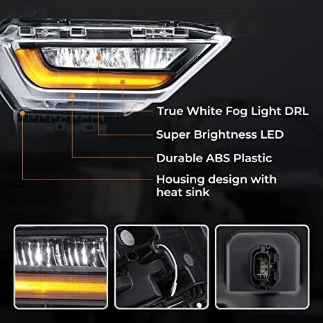 For 2021 2022 2023 Ford F-150 LED Fog Lights DRL w/Amber Turn Signal Lamp 21-23 image 2