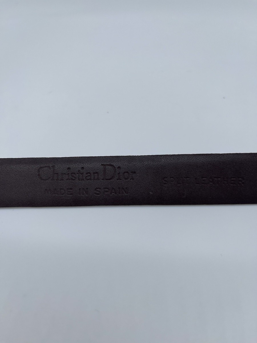 Christian Dior Split Leather Black Belt Size 36 Gold/Silver Tone
