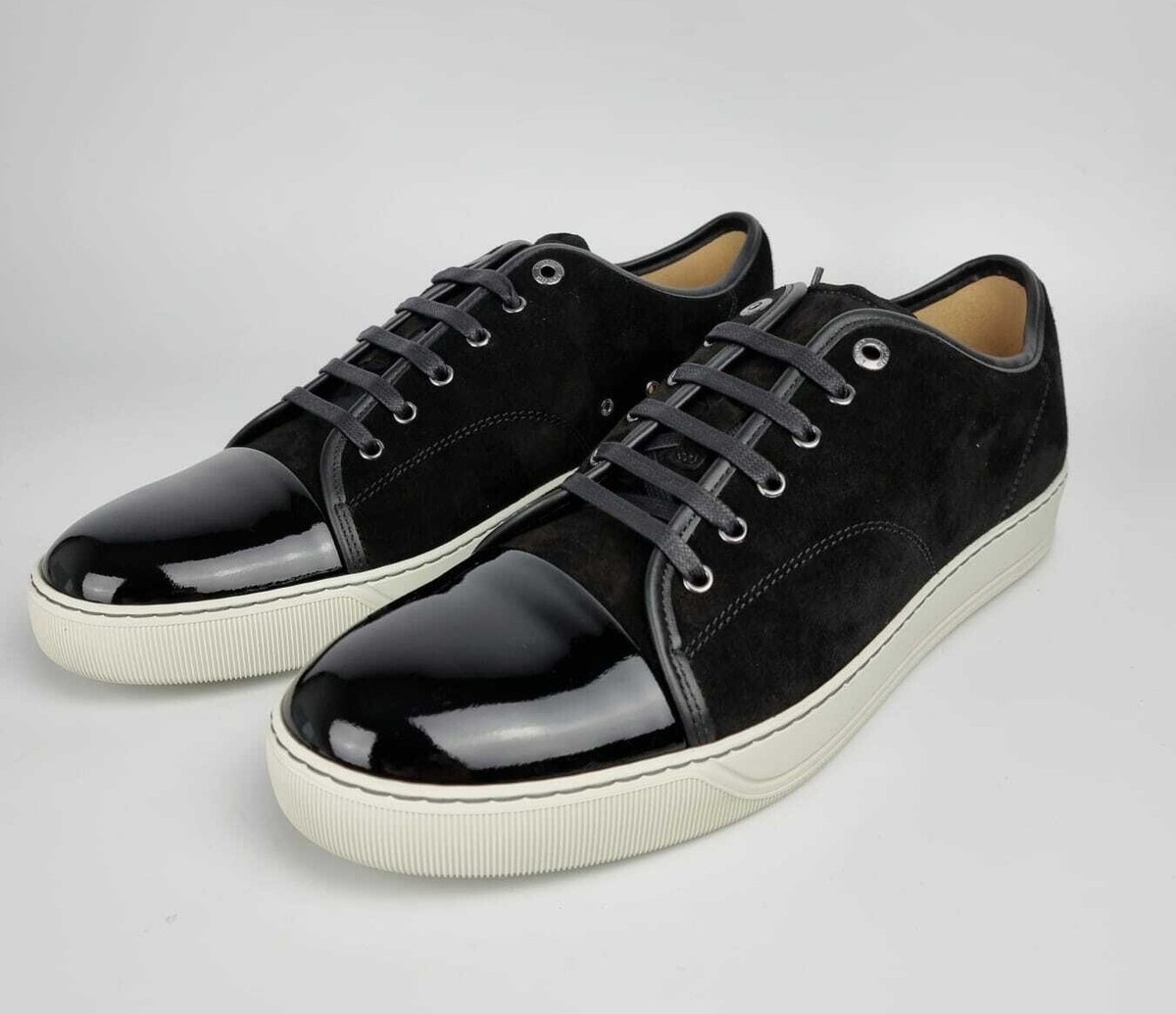 LANVIN DBB1 Leather And Suede Black Sneakers New | eBay