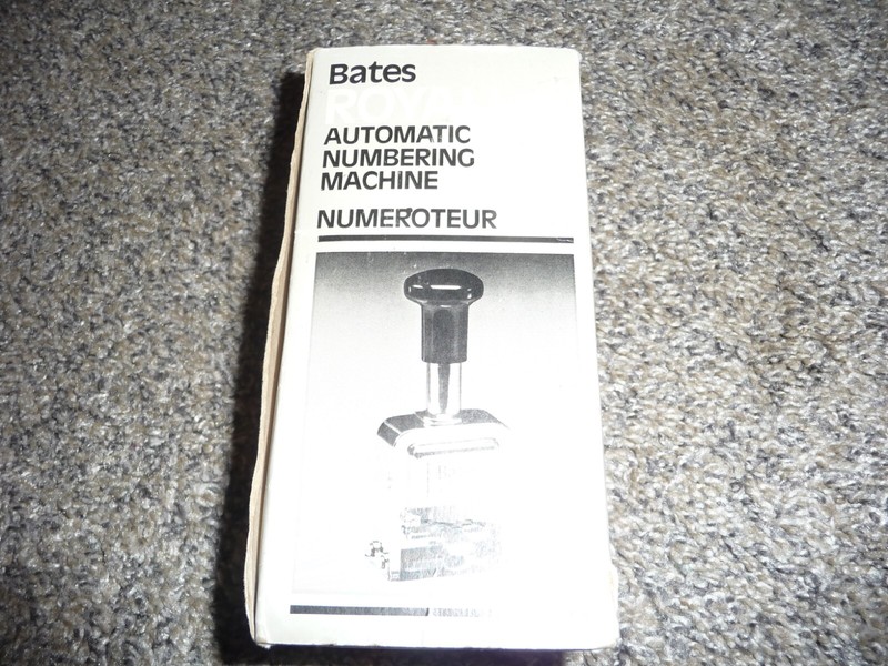 Bates Royall Automatic Numbering Machine in Box w/ Instructions! RNM6-7! Vintage