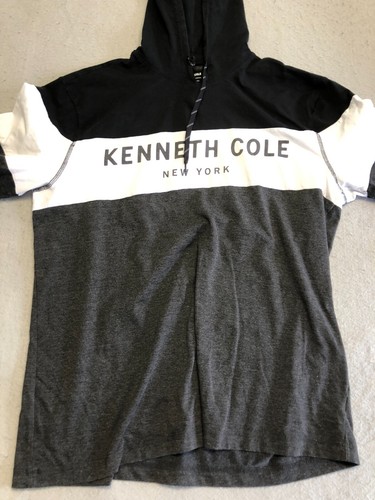 Kenneth Cole New York Hooded T Shirt Mens Large Lightweight Logo Hoodie Tee - Picture 2 of 5