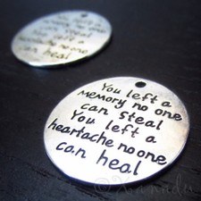 Memorial Charms - 23mm Antiqued Silver Plated Pendants C7712 - 2, 5 Or 10PCs