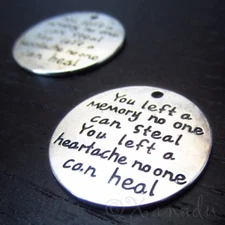 Memorial Charms - 23mm Antiqued Silver Plated Pendants C7712 - 2, 5 Or 10PCs