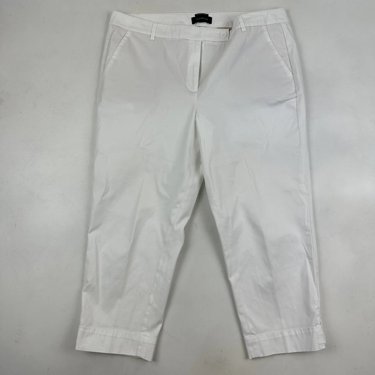 Talbots The Perfect Skimmer White Capri Cropped Pants Sz 16 Cotton Blend Stretch
