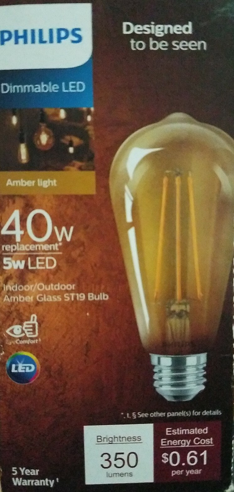 amber outdoor light bulbs on Philips 40w Equivalent St19 Dimmable Led Vintage Amber Glass Edison Bulb For Sale Online Ebay