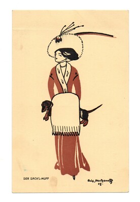 ILLUSTRATOR. Damen in großer Toilette. Dackel . Dackel