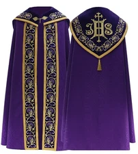 Purple Violet Gothic Cope with stole Vestment Capa pluvial Piviale K740AF25p