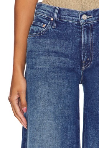Mother The Swisher Sneak Fray Wide Leg Jean Womens 32 Punch Buggy Blue Raw Hem - Picture 10 of 13