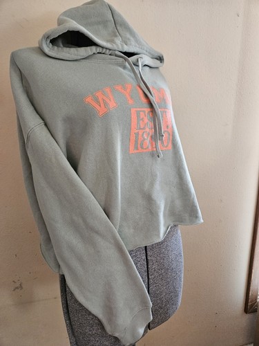 Wyoming Cropped Hoodie Sweatshirt Size M - Picture 2 of 5