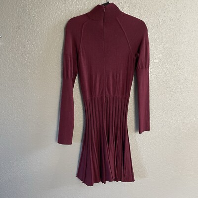open lace back dress Red Pleat Turtleneck Sweater Dress L Red by Lane 201