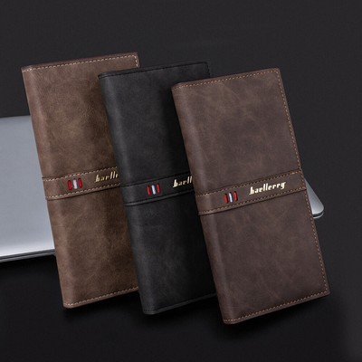 RFID Bloking Clutch Bag Leather Wallet Foldable Business Handbag ID Card Purse