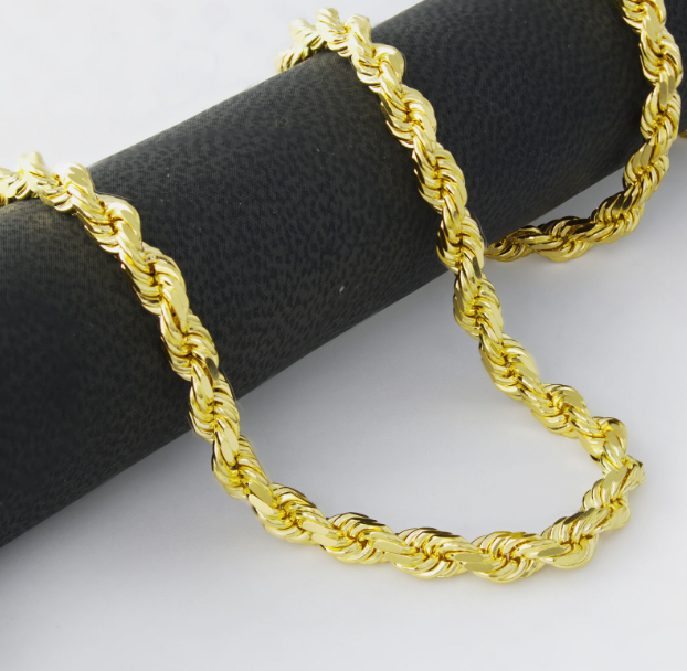 14k Solid Gold 4mm Gold Rope Chain 26 Inch 10k Yellow Gold 28