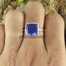 Blue Sapphire 925 Sterling Silver Boho Statement Handmade Designer Women Ring