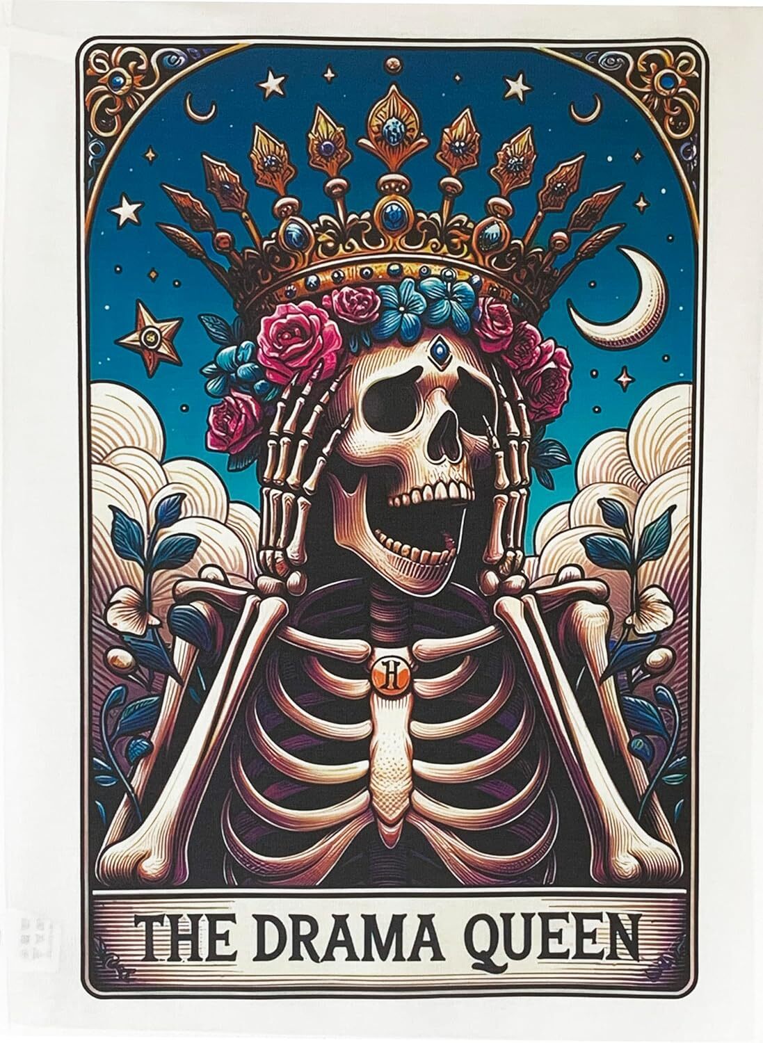 Tarot Tea Towel Drama Queen,  large, colourful, machine washable, cotton,