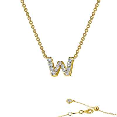 BRAND NEW Lafonn Yellow Gold Plated 0.40CTW Letter W Pendant Necklace 9N103CLG20
