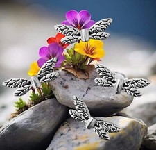 50 pcs Wing Spacer Beads Silver 22x8mm Dragonfly Angel Two Sided Wings Findings