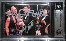 Stone Cold Steve Austin & Pat Patterson Signed 1998 DuoCards WWF Card #2 BAS COA
