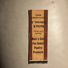 Nick's Chix Poulltry Matchbook South Dennis Mass