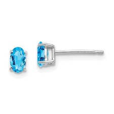 6mm 14k White Gold 5x3mm Oval Blue Topaz Earrings
