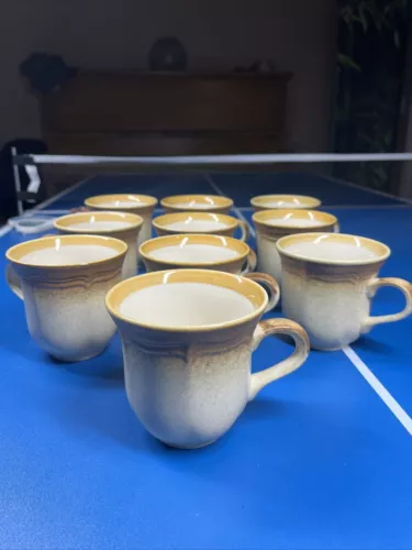VTG Mikasa Stoneware Whole Wheat E8000 Tea Coffee Cup Mug Set Of 10