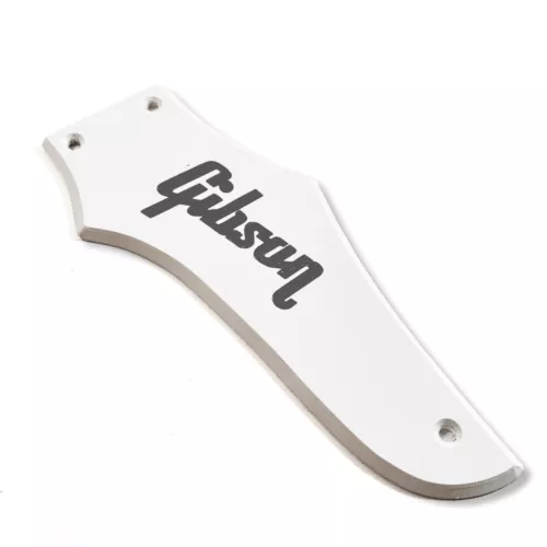 Single Ply White Truss Rod Cover for Gibson & Epiphone Firebird #3 + Black Decal