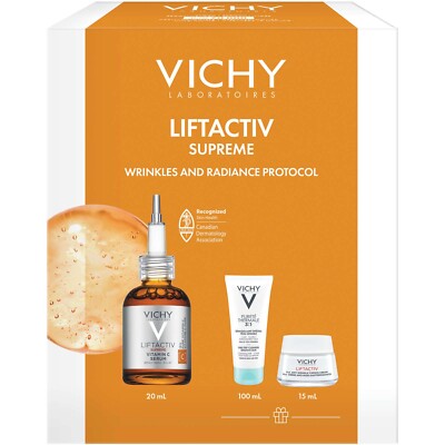 Vichy Liftactiv Vitamin C Kit Corrects Look of Fine Lines Powerful 3pcs NEW