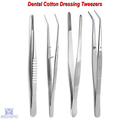 Dental Tweezers Tissue Pliers Cotton & Dressing Forceps Surgical Dissecting Lab
