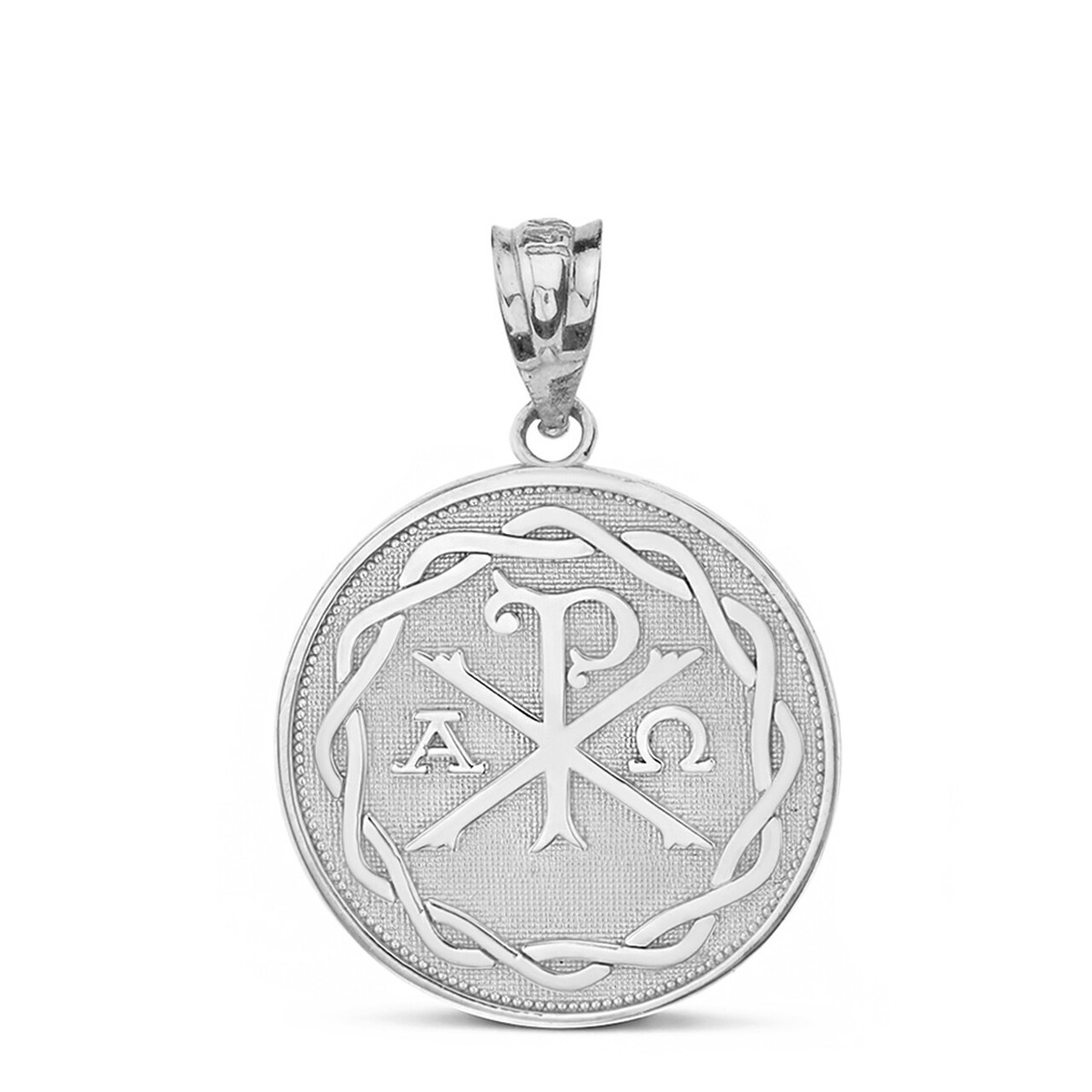 10K Solid White Gold Ancient Christian Chi Rho Px Symbol Pendant