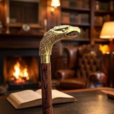 Brass Eagle Handle Walking Stick, Wooden Cane, Vintage style