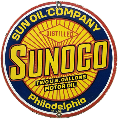 #ad #ad VINTAGE SUNOCO GASOLINE PORCELAIN SIGN DEALERSHIP GAS STATION MOTOR OIL $119.05