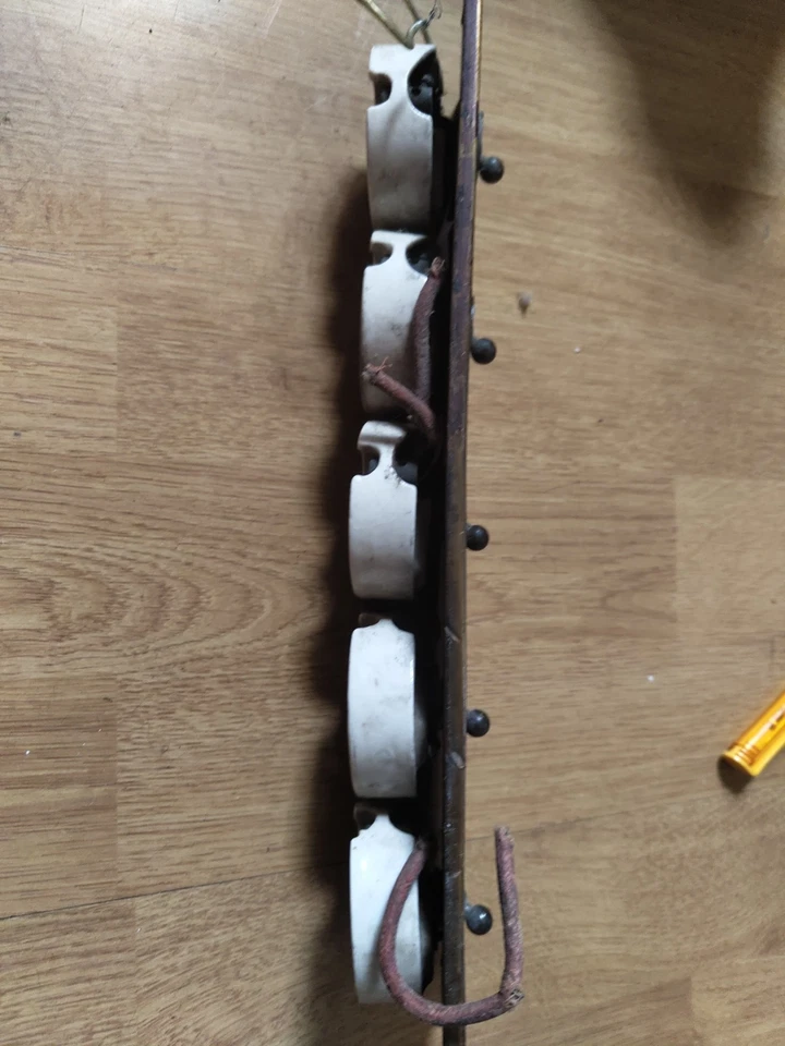 Antique 5 Switch Panel With Efesco Porcelain Brass Switches - Image 2 of 3