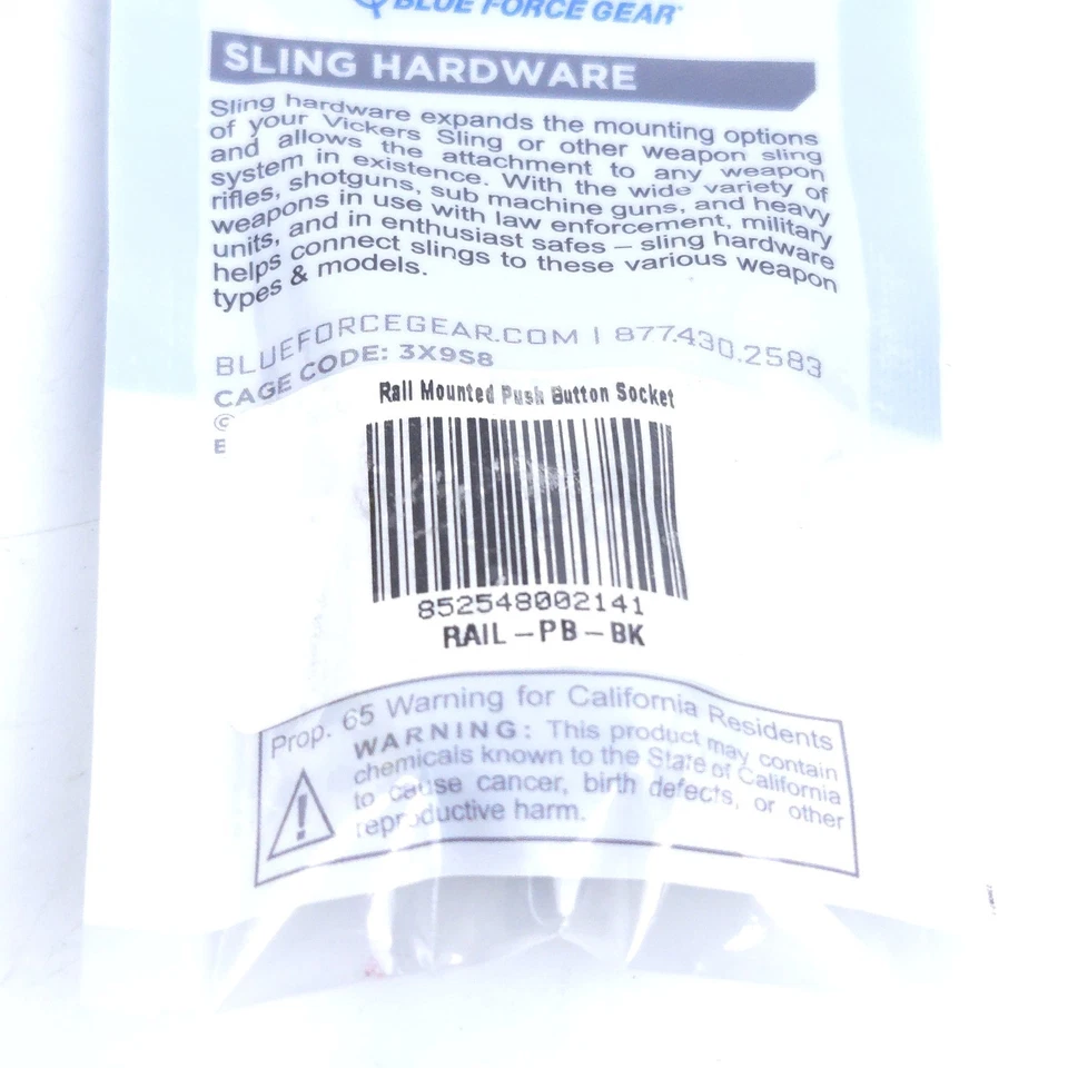 Blue Force Gear Sling Hardware Rail Mounted Push Button Socket Rail-pb-bk - Image 2 of 3