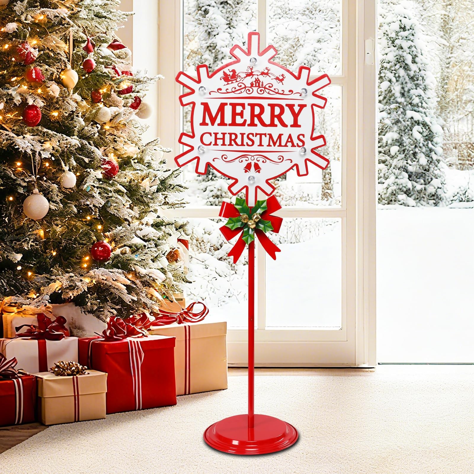как выглядит Christmas Porch Sign - Lighted Merry Christmas Sign Indoor Outdoor, 31 Inch M... фото