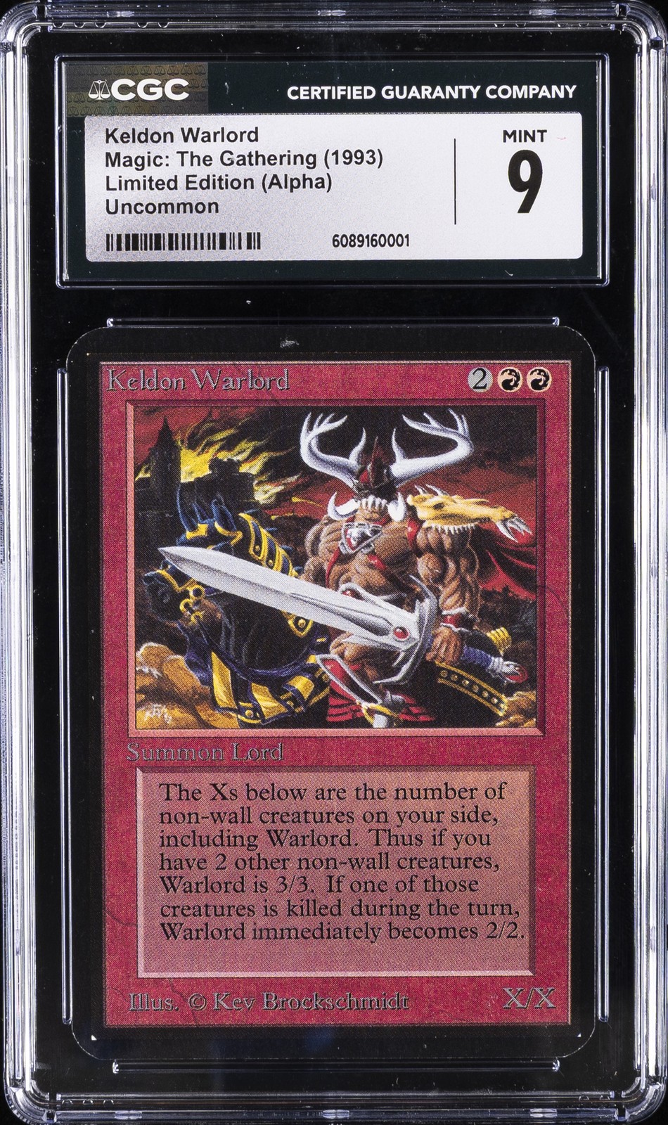 1993 MAGIC:  THE GATHERING LTD ED (ALPHA) UNCOMMON KELDON WARLORD CGC 9