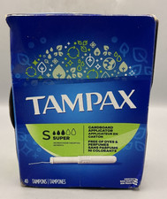 Tampax Super Absorbency Tampons Cardboard Applicator Leakguard Unscented READ