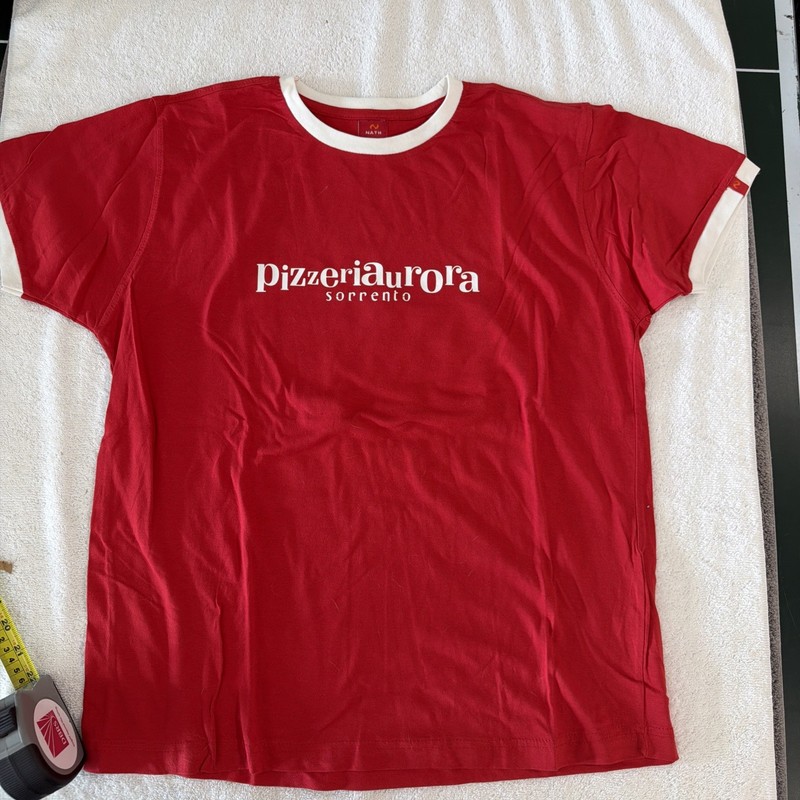 Pizzeria Aurora Sorrento Italy Women’s T Shirt Size L Short Sleeve Graphic Red