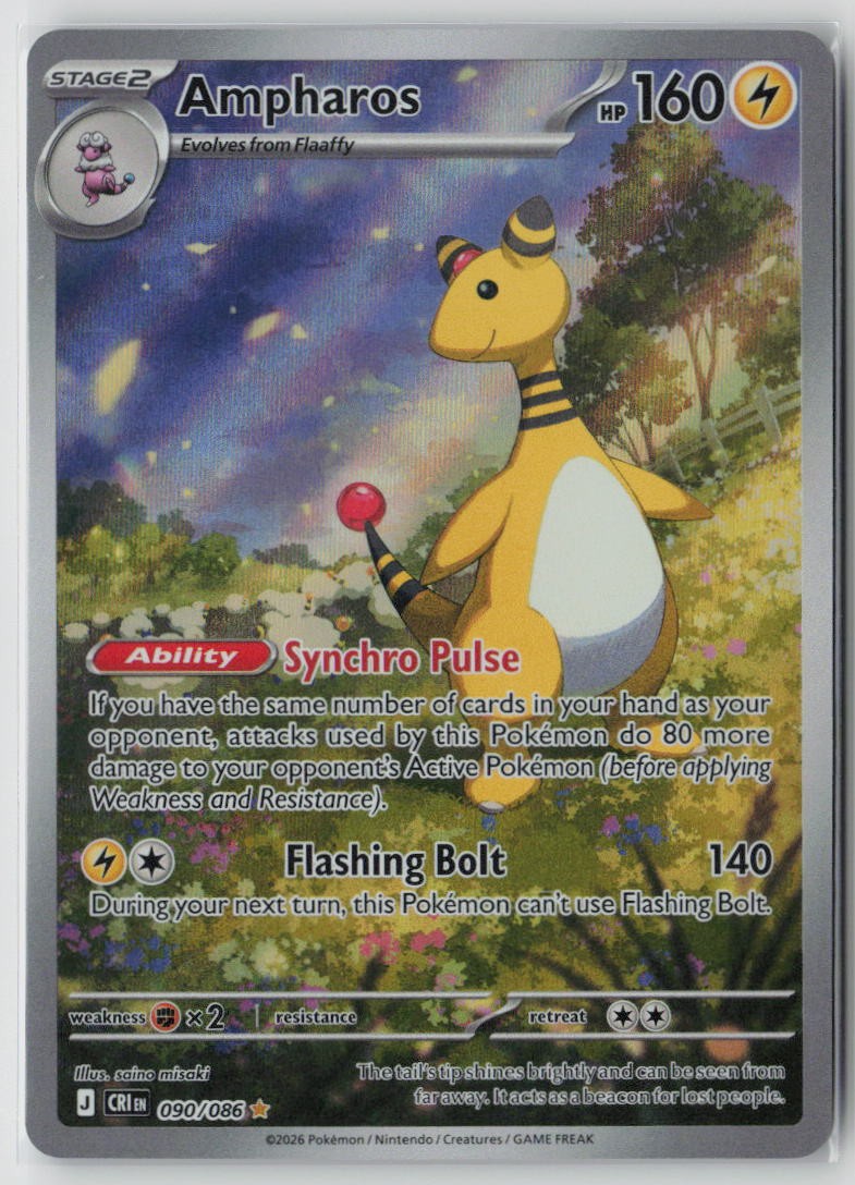 Ampharos 090/086 Holo Illustration Rare Chaos Rising Pokemon Near Mint
