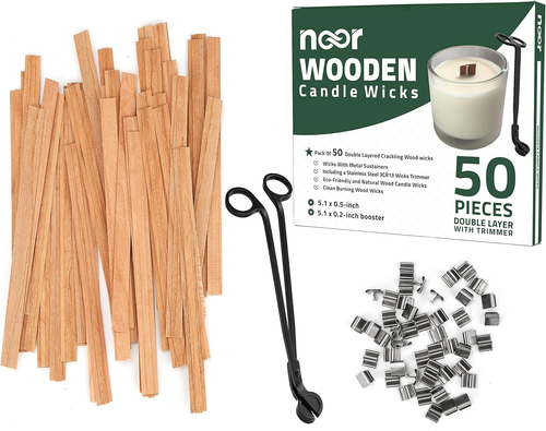 50 Holzdochte zur Kerzenherstellung - doppellagige knisternde Holzdochte mit Metall - Bild 8 von 15