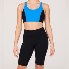 Theatricals blue black 2 piece dance set bike shorts crop top tank adult XS NWT