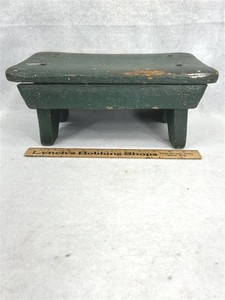 antique cricket footstool old square nails hand made green paint 1880 original