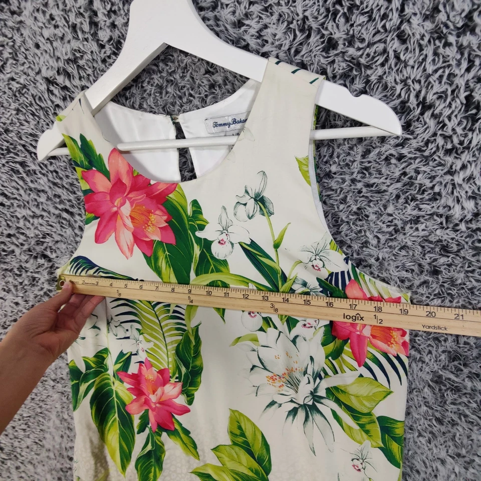 Vestido Tommy Bahama 100 % seda tropical floral sin mangas para mujer grande rodilla resort Foto 3 de 4