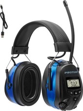 Rechargeable Hearing Protection Earmuffs - 25dB NRR with Bluetooth AM/FM Radio