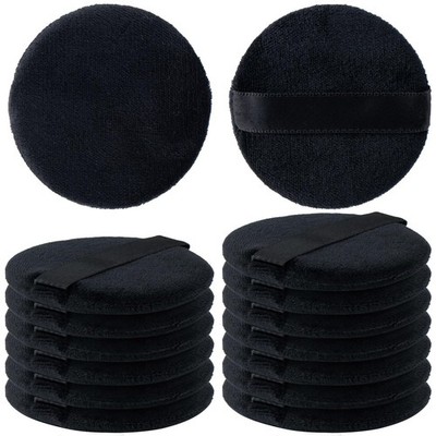 HINZIC 13 Pack 60mm Round Powder Puffs for 1 Count (Pack of 13), Black 