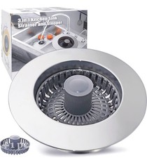 3 in 1 Kitchen Sink Drain Strainer Stopper Stainless Steel Anti Clog Filter