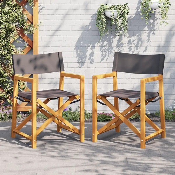 Klappbare RegiestüHle 2Er Set Dunkelgrau Stoff FüR Garten Balkon Camping-image