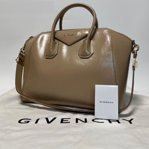 GIVENCHY Antigona Medium Banshee 2-Way Tote Shoulder Bag Beige Leather
